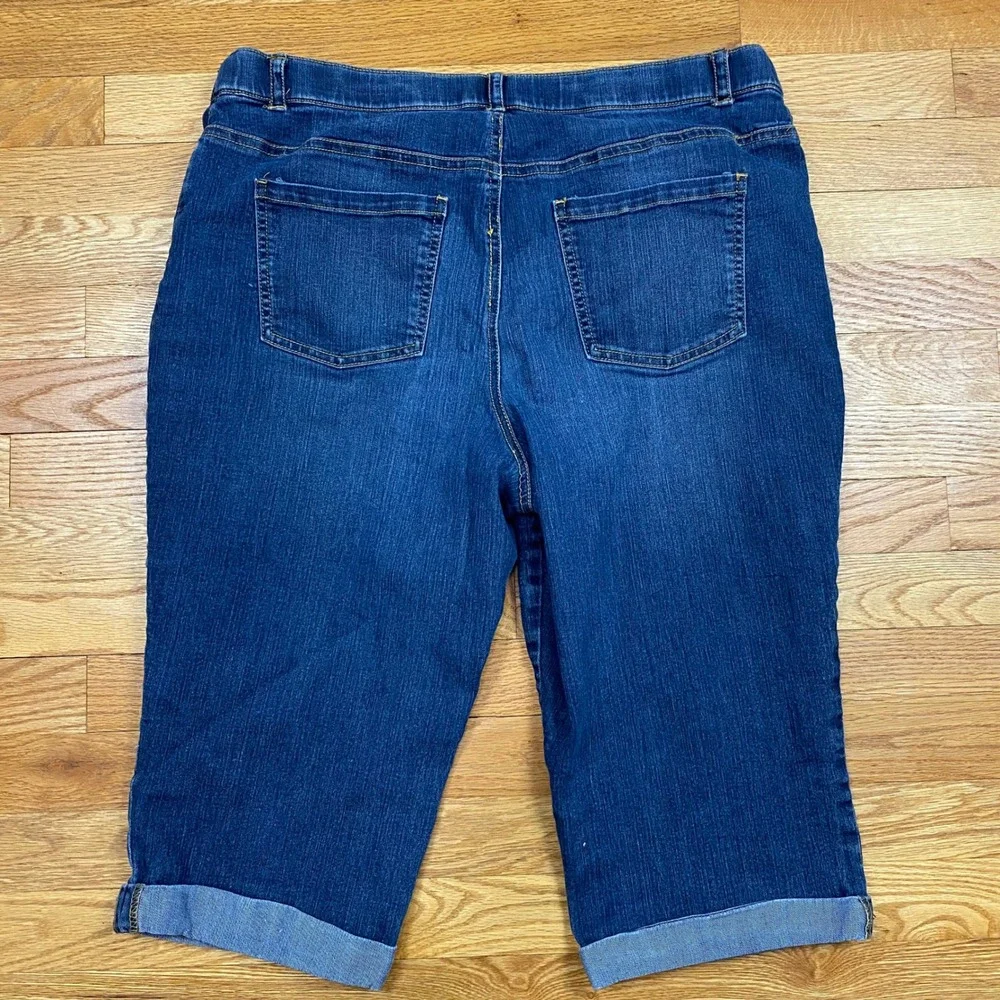 Croft & Barrow Denim Capris Womens 14 Blue Dark‎ Wash Natural Fit Casual Classic